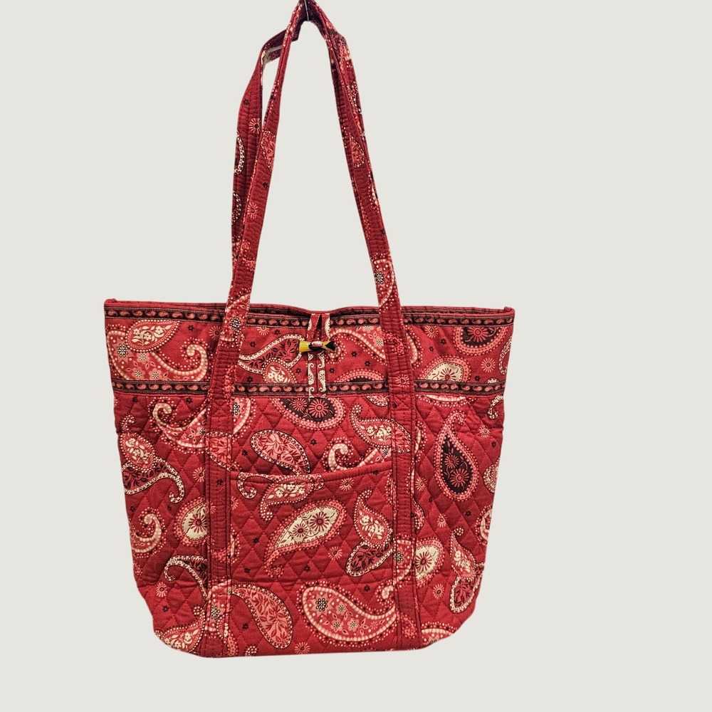 Retired Vintage Vera Bradley Mesa Red Paisley Large Tote Qulited Handbag